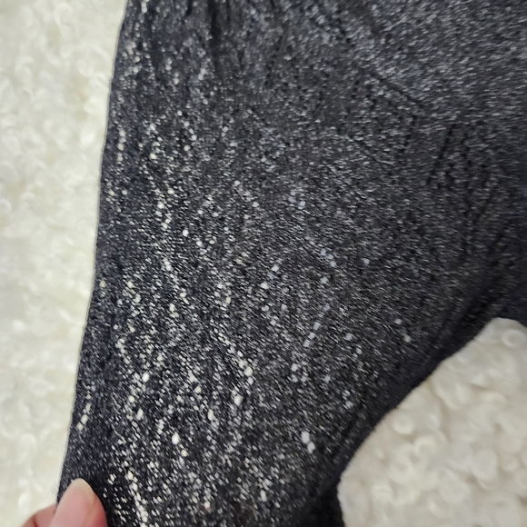 Anthropologie Sz L Metallic V-Neck Twofer Sweater Black Woven Sleeve Chic Night - Picture 7 of 15